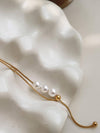 MOTANA 18K GOLD NON-TARNISH PEARL Y DROP SWEATER NECKLACE