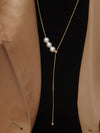 MOTANA 18K GOLD NON-TARNISH PEARL Y DROP SWEATER NECKLACE