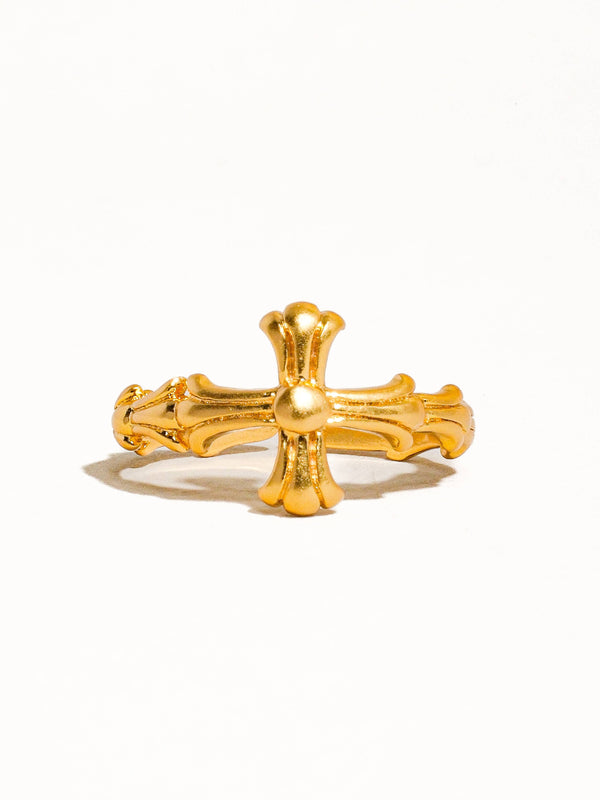 RUTH 18K GOLD VINTAGE ADJUSTABLE CROSS RING