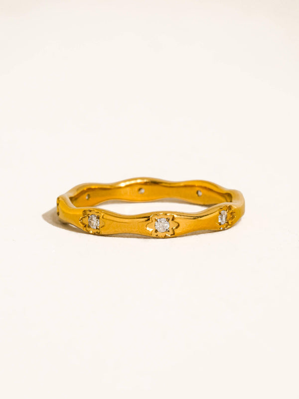 VENDOME 18K GOLD NON-TARNISH CZ STARBURST RING