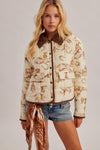 WESTERN COWBOY CORDUROY COLLARED PADDED JACKET