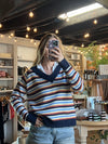 THE RETRO MULTI-STRIPE V-NECK SWEATER