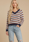 THE RETRO MULTI-STRIPE V-NECK SWEATER