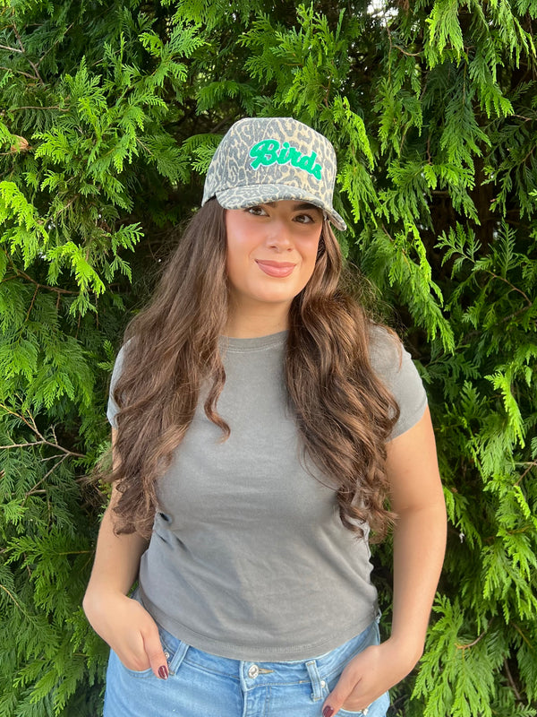 BIRDS LEOPARD PRINT HAT