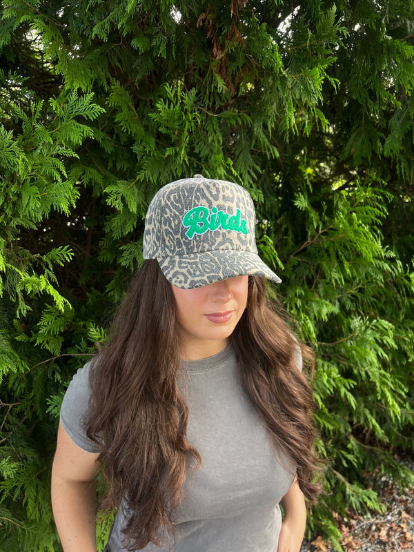 BIRDS LEOPARD PRINT HAT