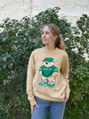 TEDDY BEAR BIRDS KNIT TAN SWEATER