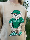 TEDDY BEAR BIRDS KNIT TAN SWEATER