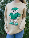 TEDDY BEAR BIRDS KNIT TAN SWEATER