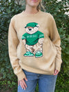 TEDDY BEAR BIRDS KNIT TAN SWEATER