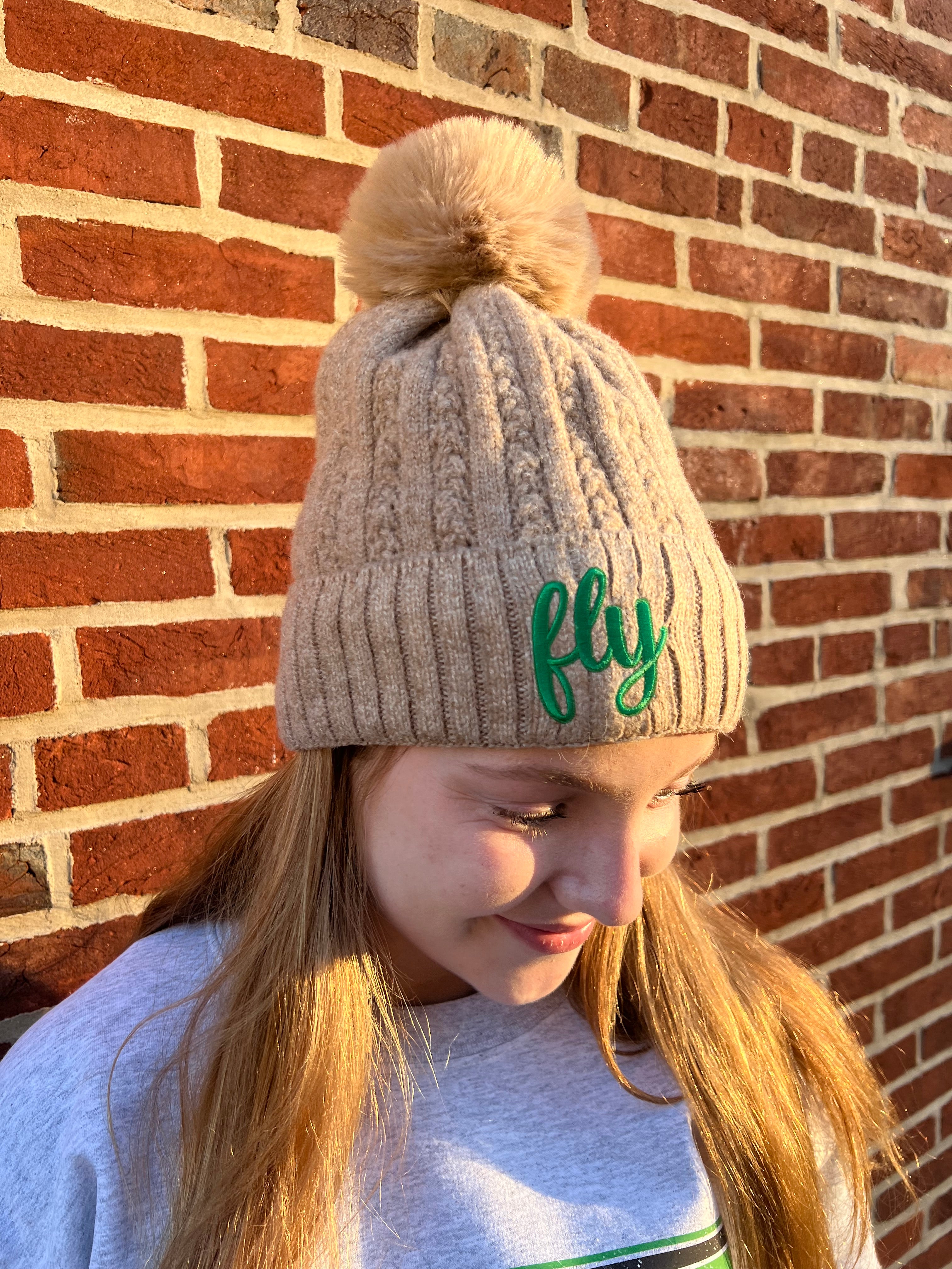 CURSIVE ‘FLY’ CABLE KNIT BEANIE W/ POM