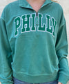 GREEN ON GREEN PHILLY 1/4 ZIP PULLOVER
