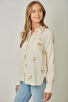 FRINGE WASHED EMBROIDERY SHIRT