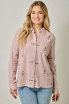 FRINGE WASHED EMBROIDERY SHIRT