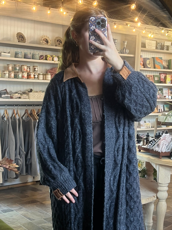 NAVY CHARCOAL LONG CARDIGAN