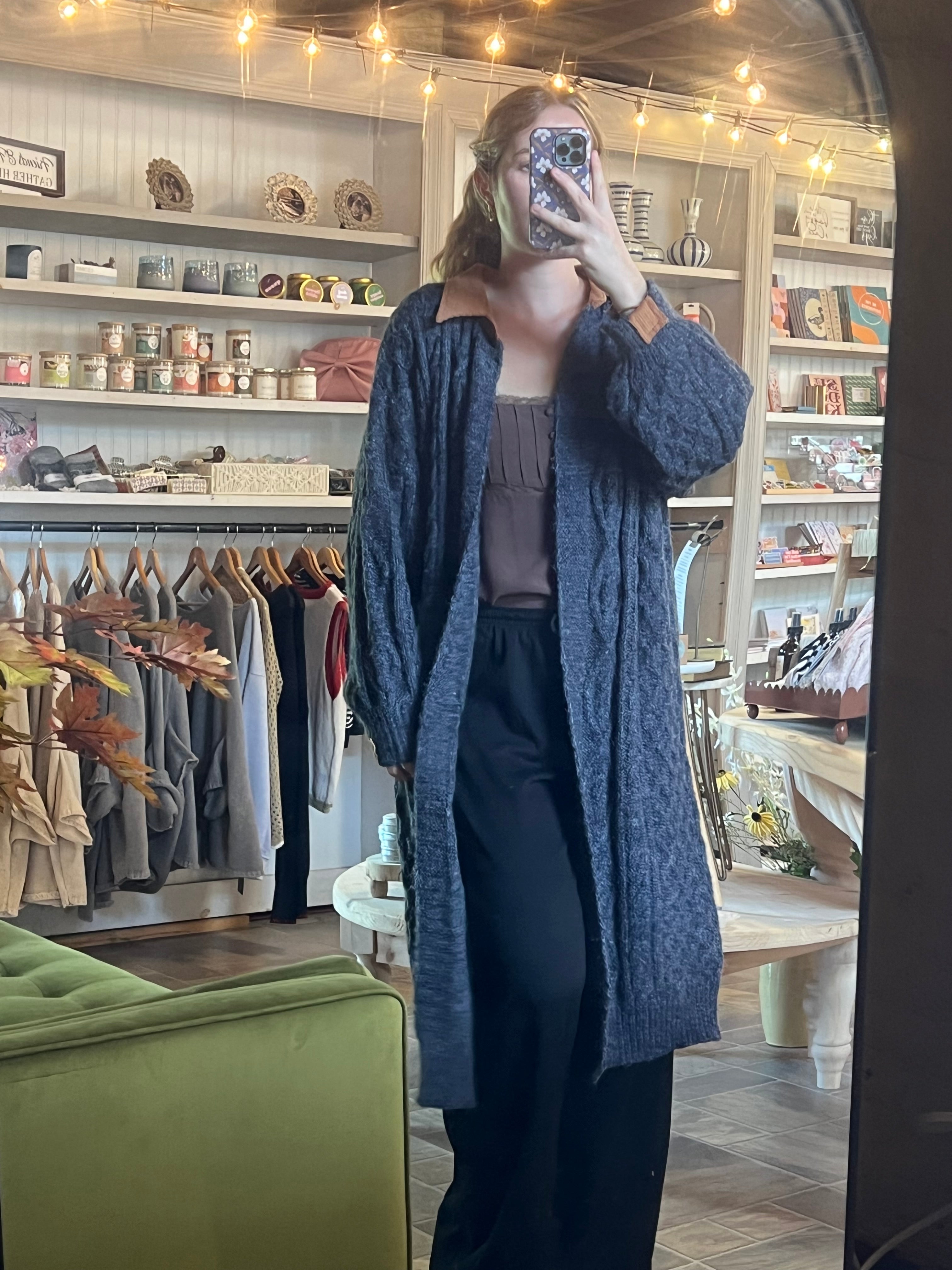 NAVY CHARCOAL LONG CARDIGAN