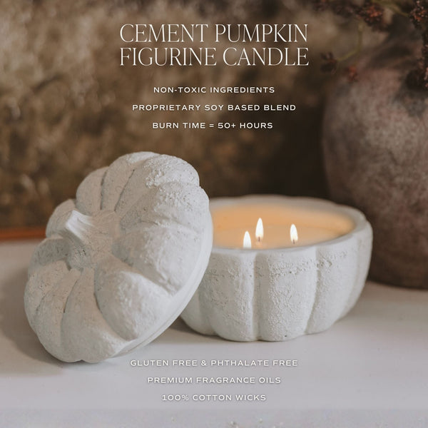 CASHMERE AND VANILLA SOY CANDLE - CEMENR PUMPKIN JAR - 13.5 OZ