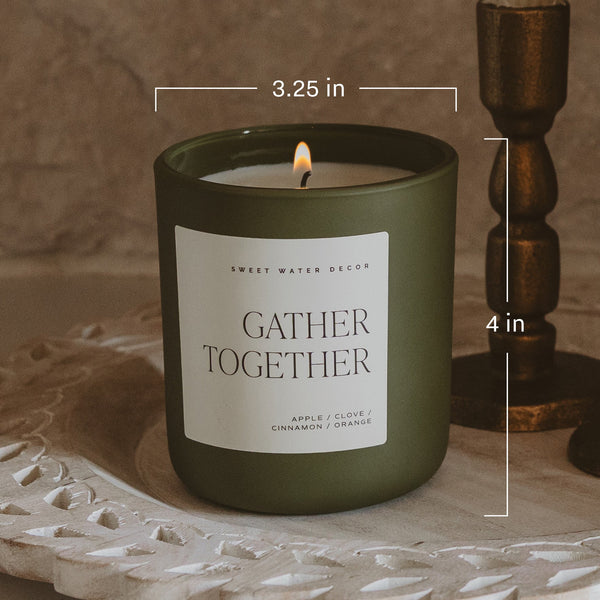 GATHER TOGETHER SOY CANDLE - OLIVE MATTE JAR - 15 OZ (FARMHOUSE)