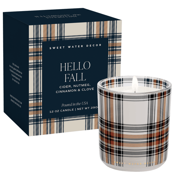 HELLO FALL SOY CANDLE - BOXED TINTED GLASS JAR - 12 OZ