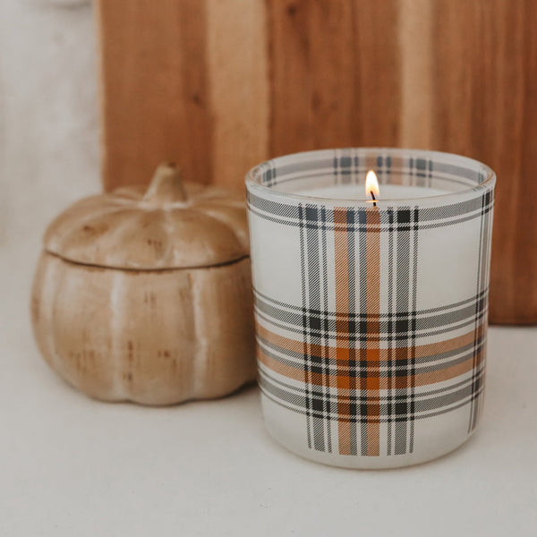 HELLO FALL SOY CANDLE - BOXED TINTED GLASS JAR - 12 OZ