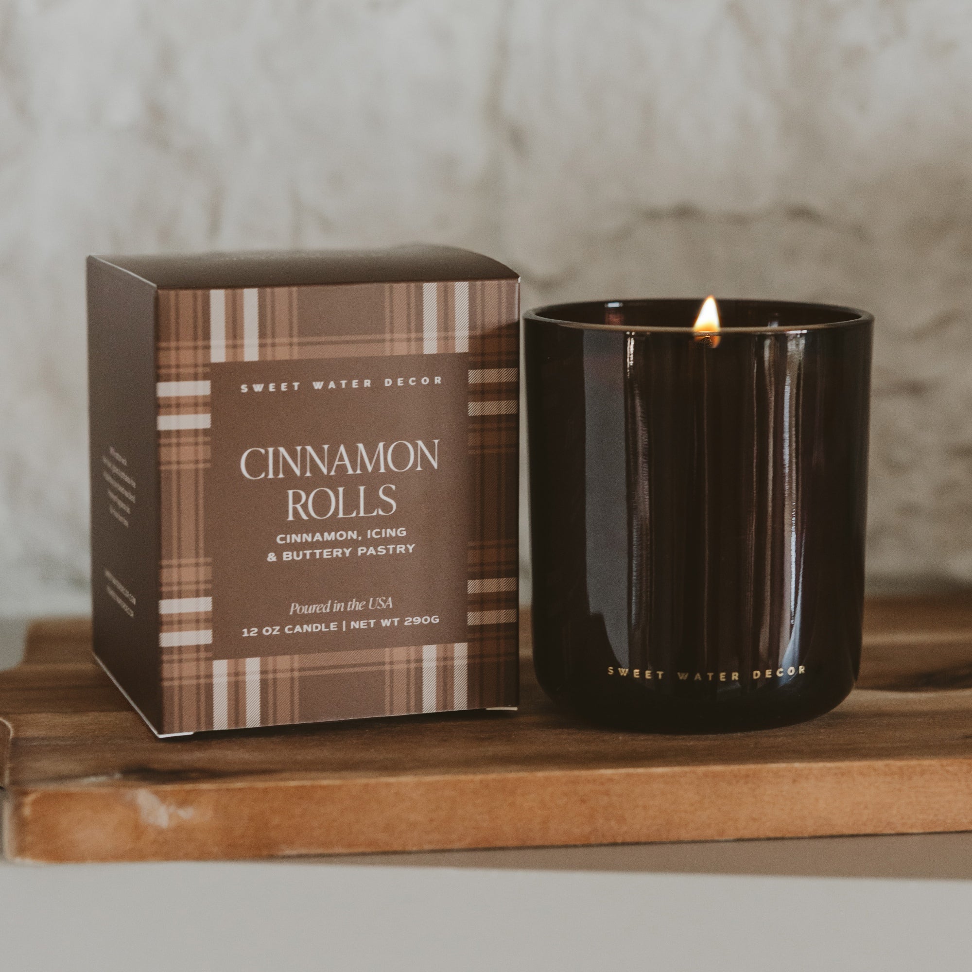 CINNAMON ROLLS SOY CANDLE - BOXED AMBER TINTED GLASS JAR - 12 OZ