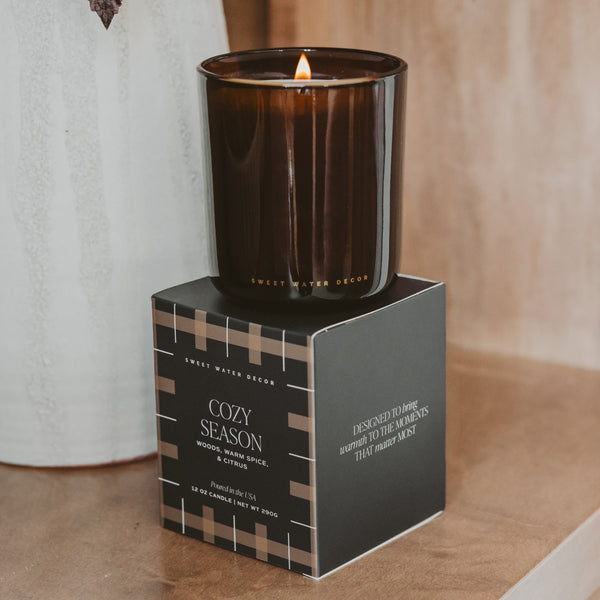 COZY SEASON SOY CANDLE - BOXED AMBER TINTED GLASS - 12 OZ