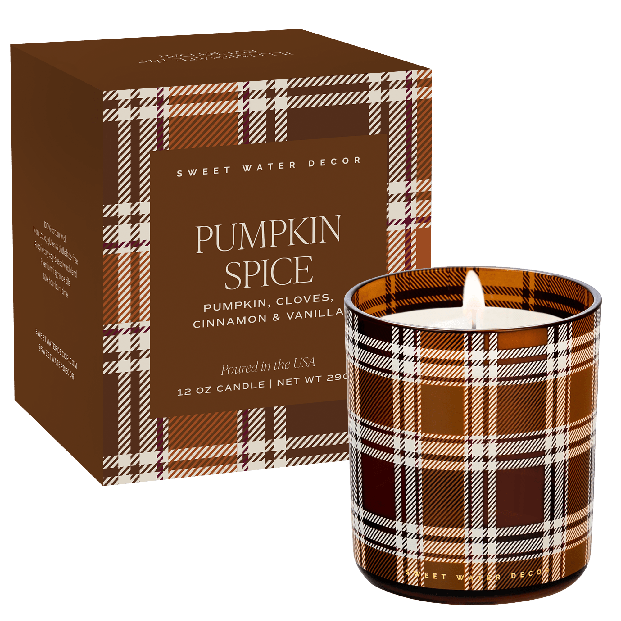 PUMPKIN SPICE SOY CANDLE- BOXED TINTED GLASS JAR - 12 OZ
