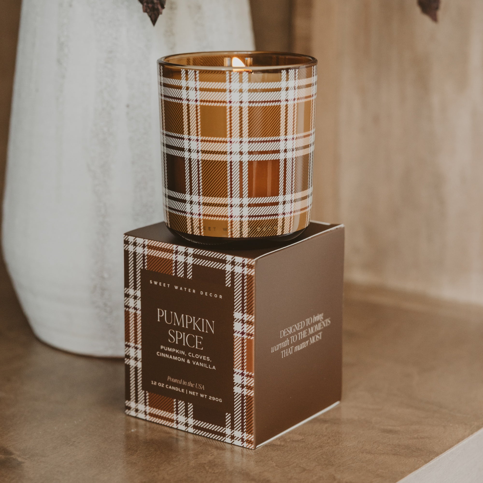 PUMPKIN SPICE SOY CANDLE- BOXED TINTED GLASS JAR - 12 OZ