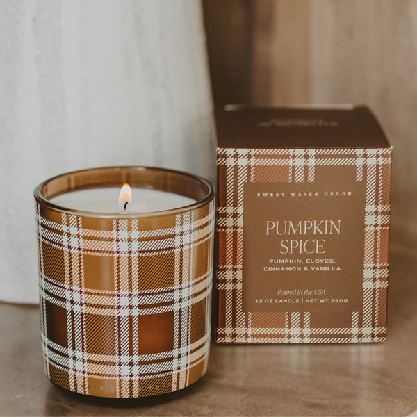 PUMPKIN SPICE SOY CANDLE- BOXED TINTED GLASS JAR - 12 OZ