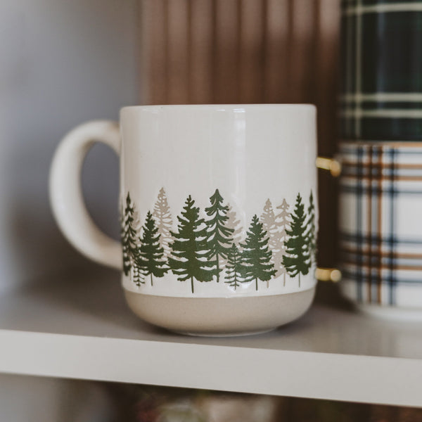 FOREST 14 OZ CREAM STONEWARE COFFEE MIUG
