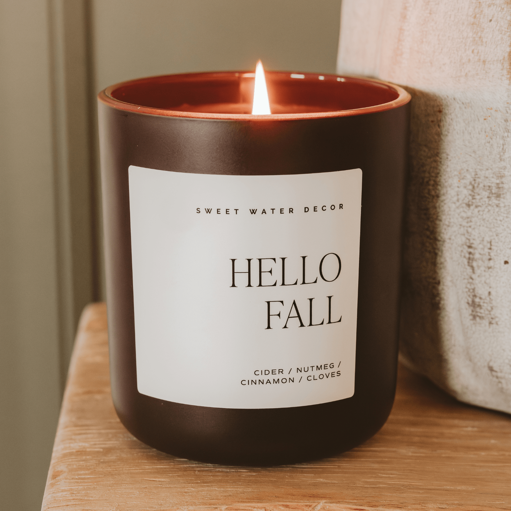 HELLO FALL SOY CANDLE - BROWN MATTE JAR - 15 OZ