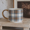 ORANGE NAVY PLAID 14 OZ GOLD HANDLE COFFE MUG