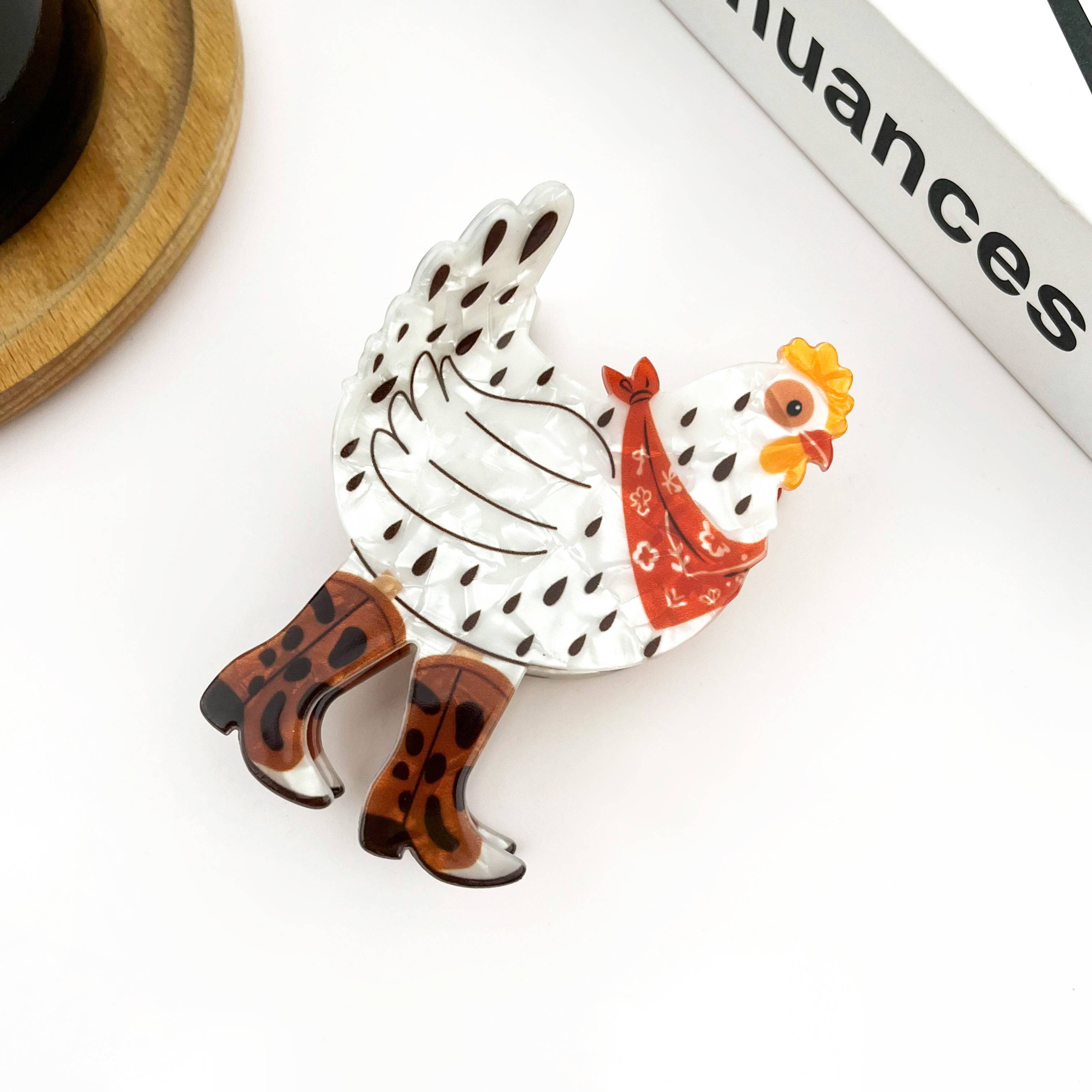 chicken claw clip with bandana and boots
