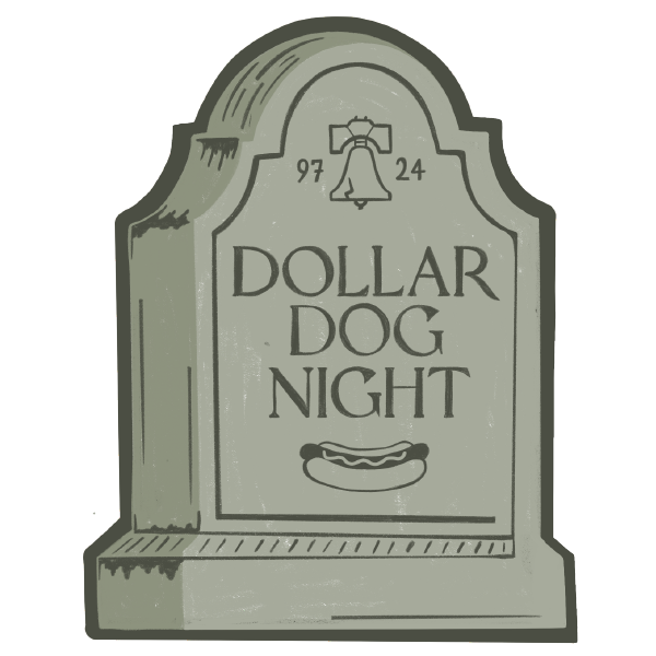 REST IN PEACE DOLLAR DOG NIGHT PHILADELPHIA PHILLIES, WATER RESISTANT VINYL STICKER