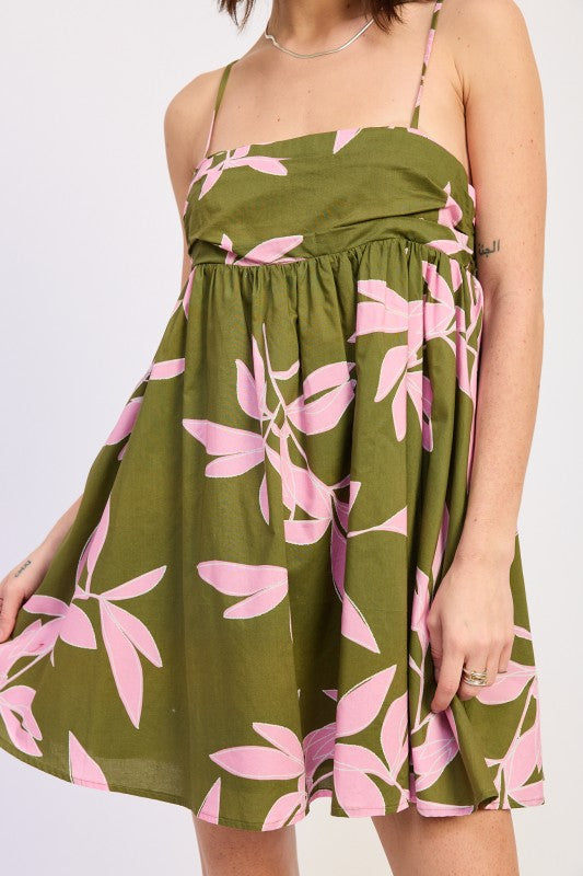 FLORAL POPLIN BABYDOLL DRESS