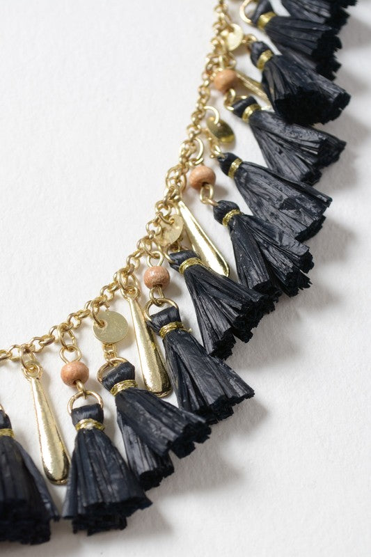 SOLID TASSEL CHAIN FASHION NECKLACE