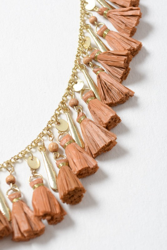 SOLID TASSEL CHAIN FASHION NECKLACE