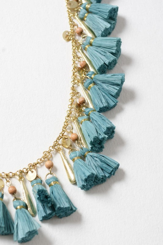 SOLID TASSEL CHAIN FASHION NECKLACE