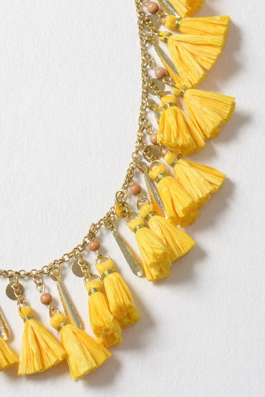 SOLID TASSEL CHAIN FASHION NECKLACE