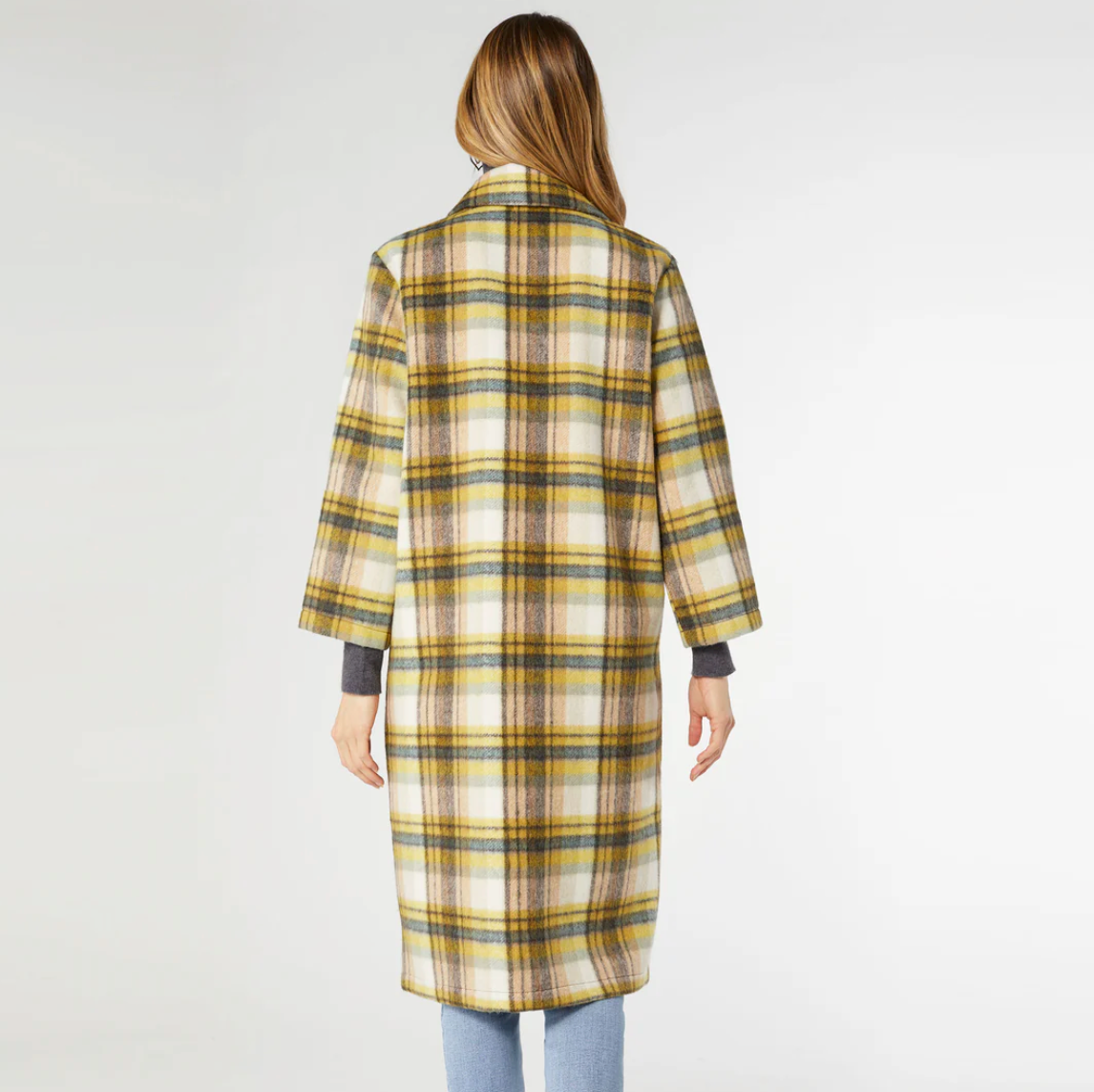 GRAYLYNN CITRON PLAID DOUBLE BREASTED COAT