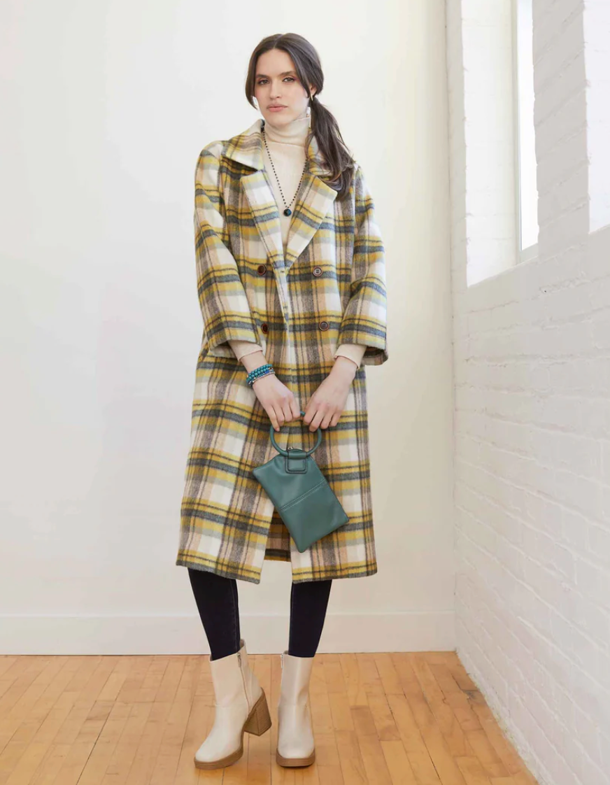 GRAYLYNN CITRON PLAID DOUBLE BREASTED COAT