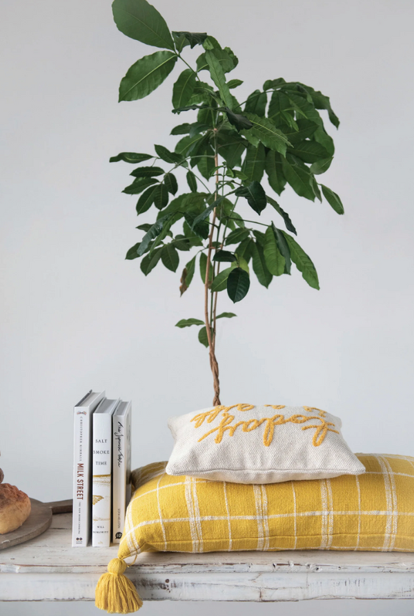 14" X 9" EMBROIDERED COTTON LUMBAR PILLOW "TODAY IS A GIFT"