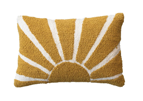 COTTON TUFTED LUMBAR PILLOW W/ SUN & COTTON BACK