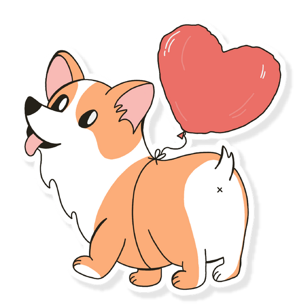 CORGI FLOATING ON A BALLOON | ILLUSTRATED CUTE VINYL STICKER