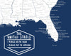 USA Map Poster - Dark Blue
