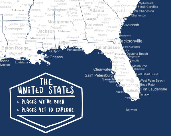 USA Map Poster - Dark Blue