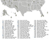 National Parks Map Checklist Poster Grey/Blue - 62 Parks