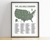 Golf Course Checklist Poster (Top 100 Golf Courses)