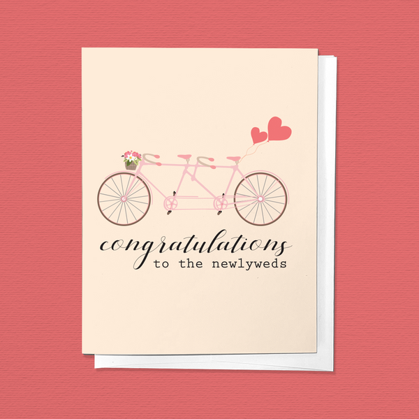 CONGRATULATIONS TO THE NEWLYWEDS BIKE WEDDING GREETING CARD