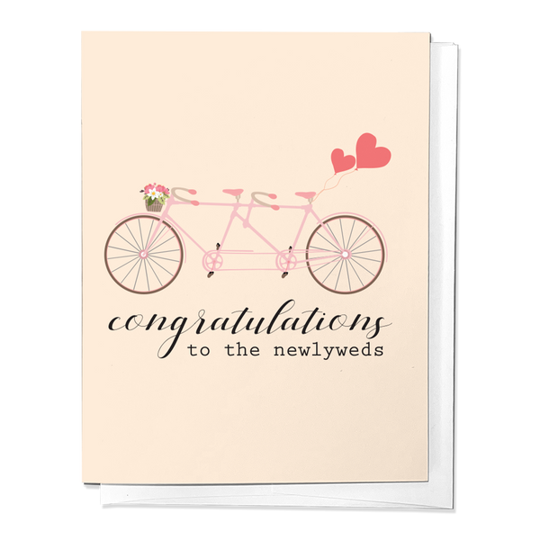 CONGRATULATIONS TO THE NEWLYWEDS BIKE WEDDING GREETING CARD