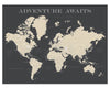 World Map Poster - Charcoal Grey